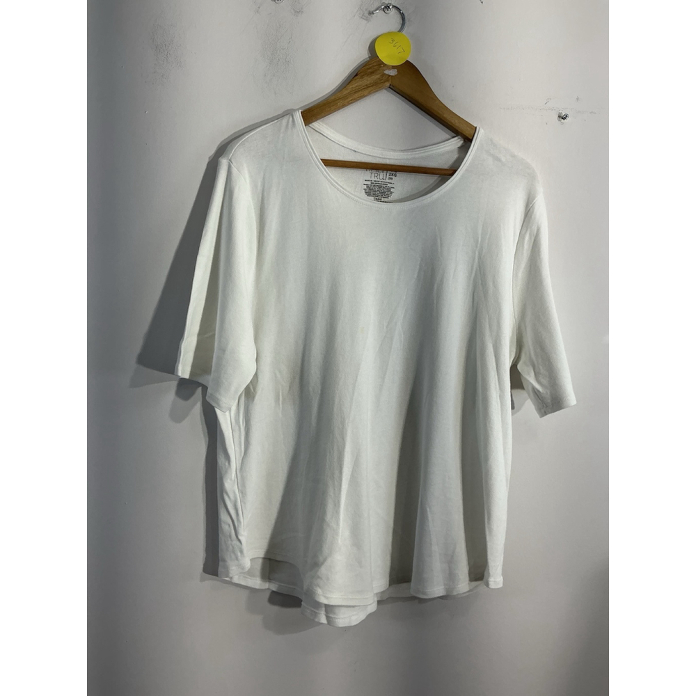 Womans Time And Tru XXL 2XG 20 White Short Sleeve Crew Neck T Shirt